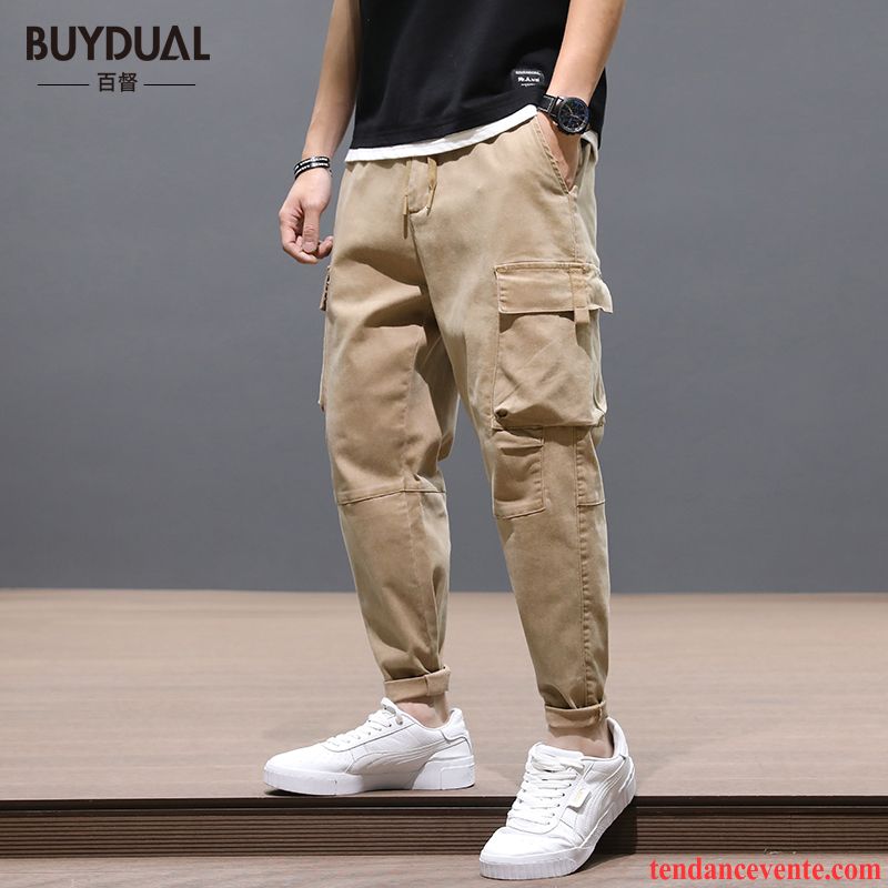 Pantalon Cargo Homme Harlan Bureau Baggy Été Tendance Taillissime Bleu Rouge