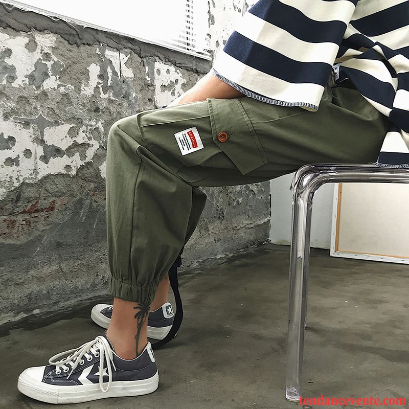 Pantalon Cargo Homme Harlan Tendance Baggy Pantalons Bureau Neuvième Pantalon Vert