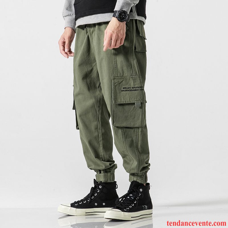 Pantalon Cargo Homme L'automne Tendance Harlan Baggy Rétro Bureau Impression Vert Gris Clair