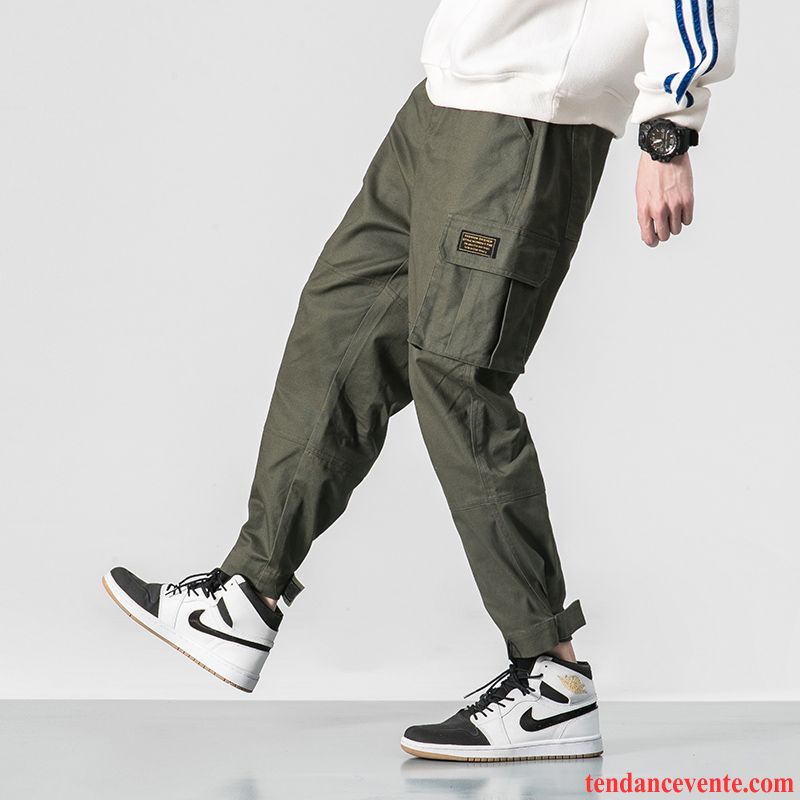 Pantalon Cargo Homme Neuvième Pantalon Printemps Baggy Bureau Taillissime Tendance Vert