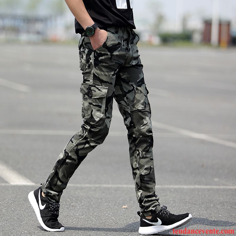 Pantalon Cargo Homme Pantalons Slim Légère Bureau Tendance Camouflage Noir