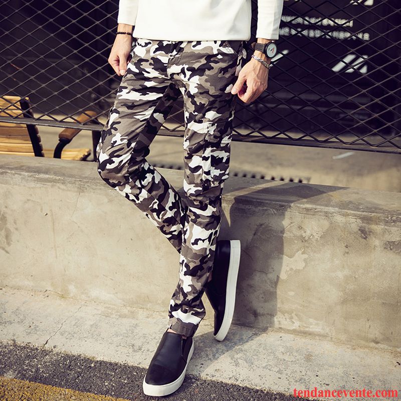 Pantalon Cargo Homme Pantalons Slim Légère Bureau Tendance Camouflage Noir