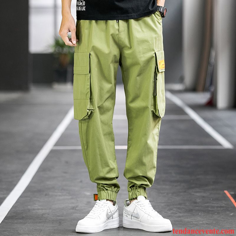 Pantalon Cargo Homme Sport Tendance Baggy Printemps Décontractée Bureau Vert