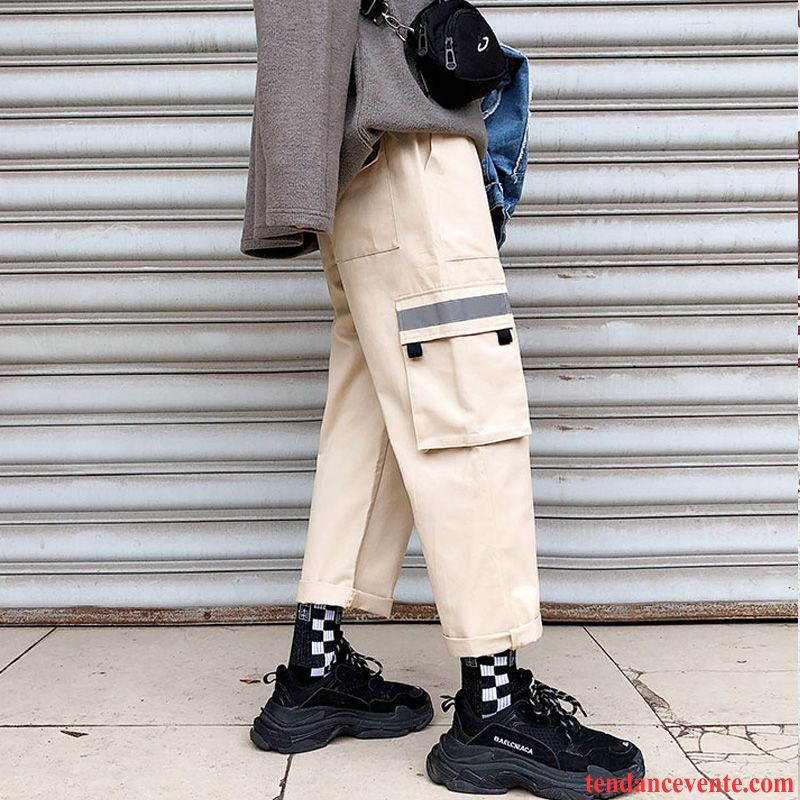 Pantalon Cargo Homme Tendance Baggy Bureau Pantalons Jambe Droite Vert