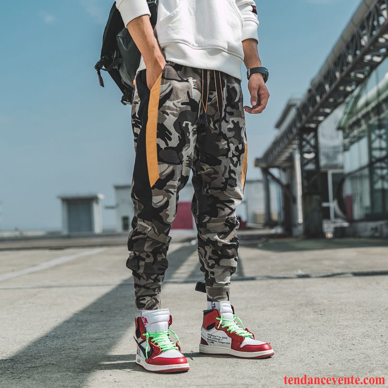 Pantalon Cargo Homme Tendance Harlan Baggy Camouflage Neuvième Pantalon Tous Les Assortis Coloré Foncé