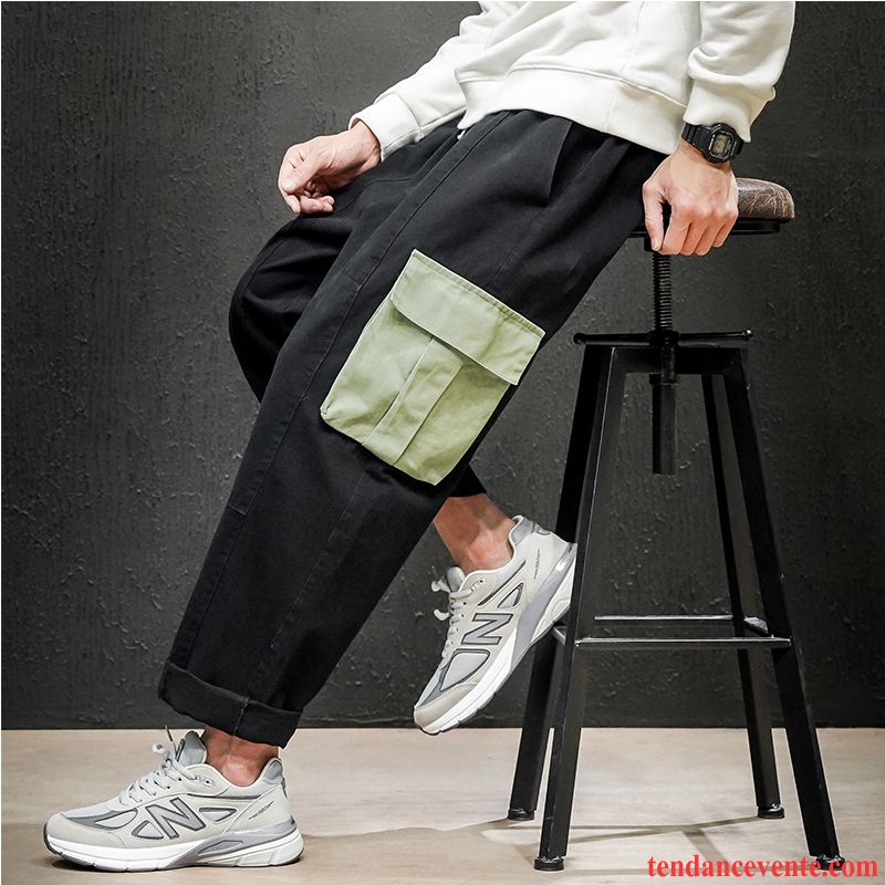 Pantalon Cargo Homme Tendance Poche Taillissime Jambe Droite Décontractée Printemps Couleurs Mixtes Vert