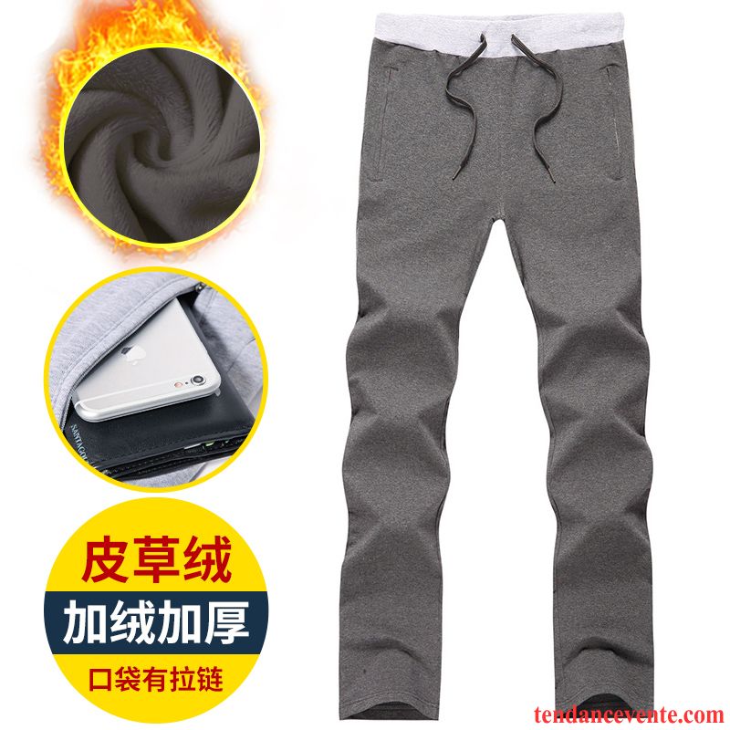 Pantalon Cigarette Homme Pantalon Hiver Baggy Renforcé Sport Plus De Velours Homme Jambe Droite Coton Bio L'automne Kaki Pas Cher