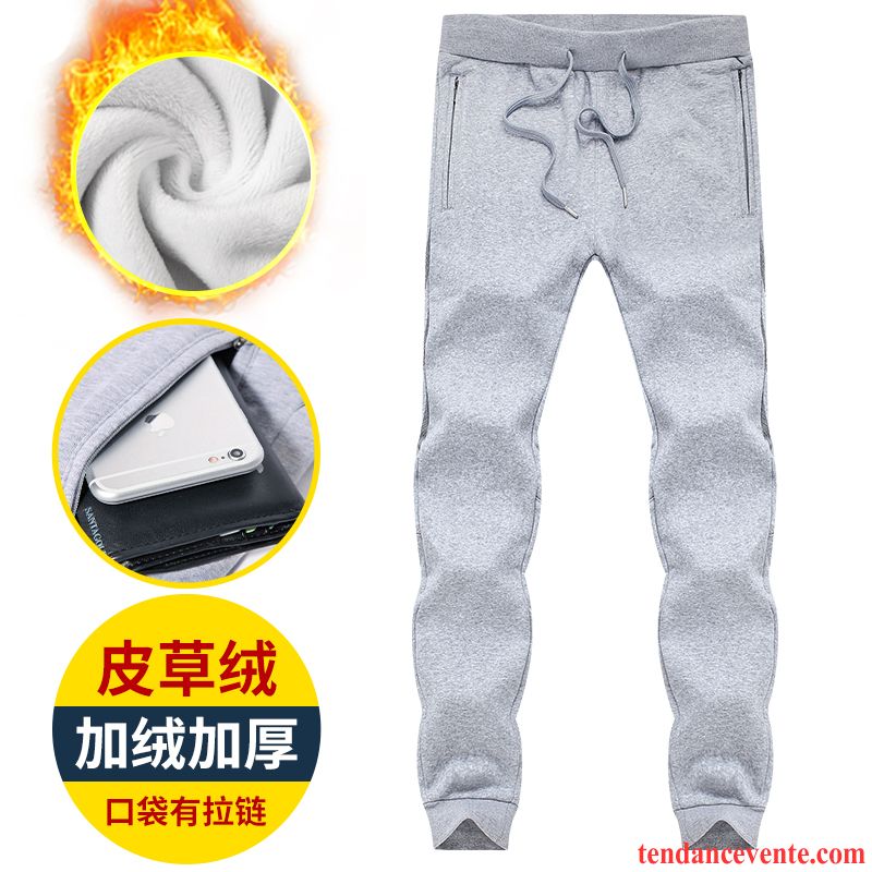 Pantalon Cigarette Homme Pantalon Hiver Baggy Renforcé Sport Plus De Velours Homme Jambe Droite Coton Bio L'automne Kaki Pas Cher