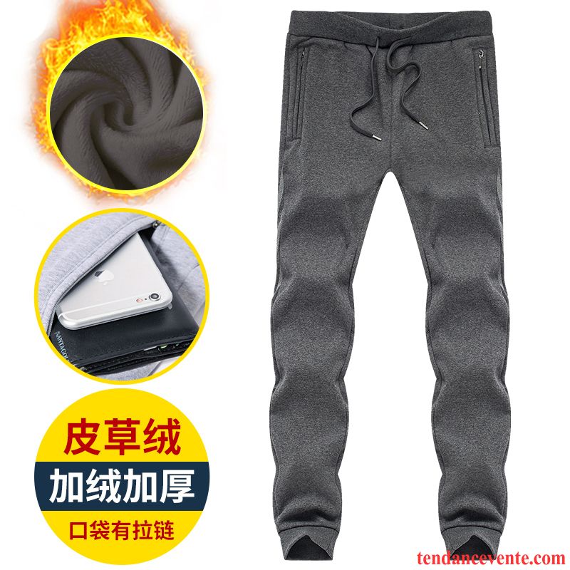 Pantalon Cigarette Homme Pantalon Hiver Baggy Renforcé Sport Plus De Velours Homme Jambe Droite Coton Bio L'automne Kaki Pas Cher