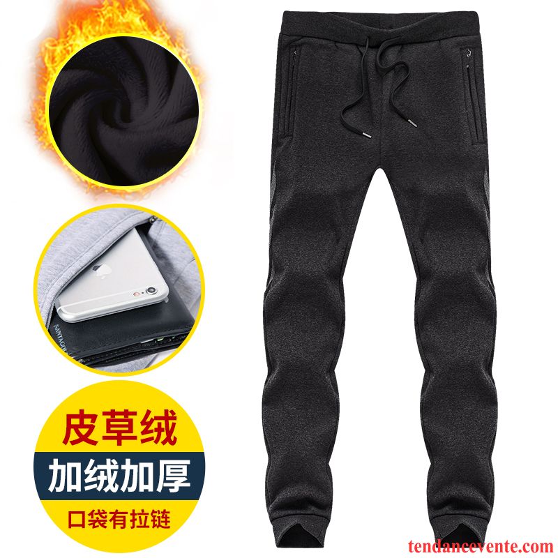 Pantalon Cigarette Homme Pantalon Hiver Baggy Renforcé Sport Plus De Velours Homme Jambe Droite Coton Bio L'automne Kaki Pas Cher