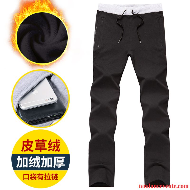 Pantalon Cigarette Homme Pantalon Hiver Baggy Renforcé Sport Plus De Velours Homme Jambe Droite Coton Bio L'automne Kaki Pas Cher