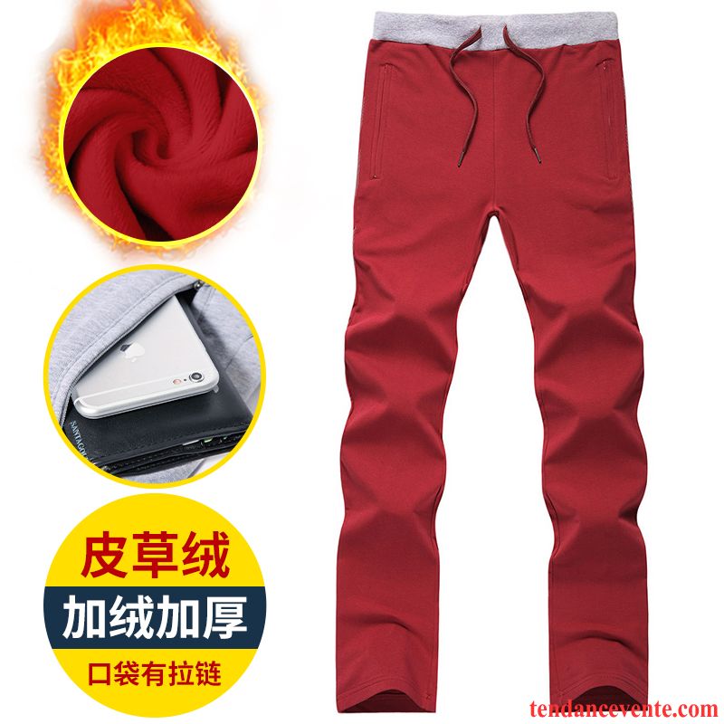 Pantalon Cigarette Homme Pantalon Hiver Baggy Renforcé Sport Plus De Velours Homme Jambe Droite Coton Bio L'automne Kaki Pas Cher