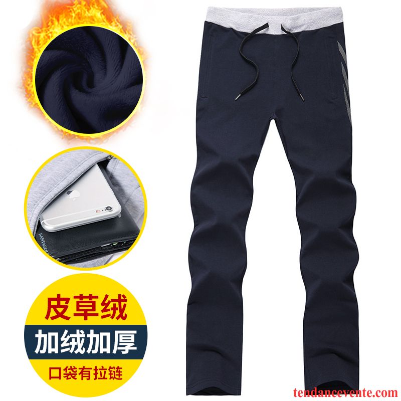 Pantalon Cigarette Homme Pantalon Hiver Baggy Renforcé Sport Plus De Velours Homme Jambe Droite Coton Bio L'automne Kaki Pas Cher