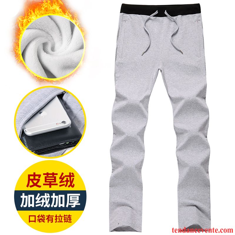 Pantalon Cigarette Homme Pantalon Hiver Baggy Renforcé Sport Plus De Velours Homme Jambe Droite Coton Bio L'automne Kaki Pas Cher