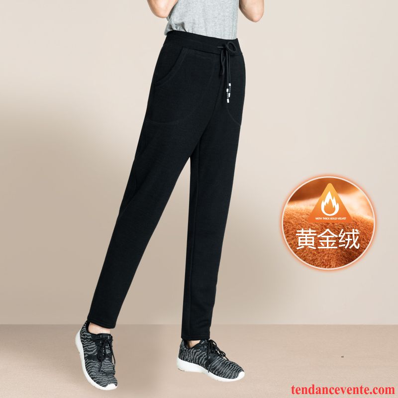 Pantalon Femme Lin Coton Mince Taillissime Pantalon Harlan Hiver L'automne Sport Femme Slim Baggy Jambe Droite Décontractée Plus De Velours