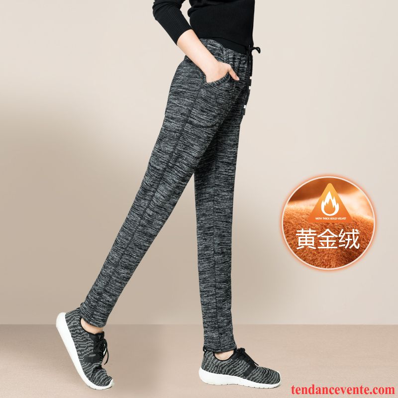 Pantalon Femme Lin Coton Mince Taillissime Pantalon Harlan Hiver L'automne Sport Femme Slim Baggy Jambe Droite Décontractée Plus De Velours