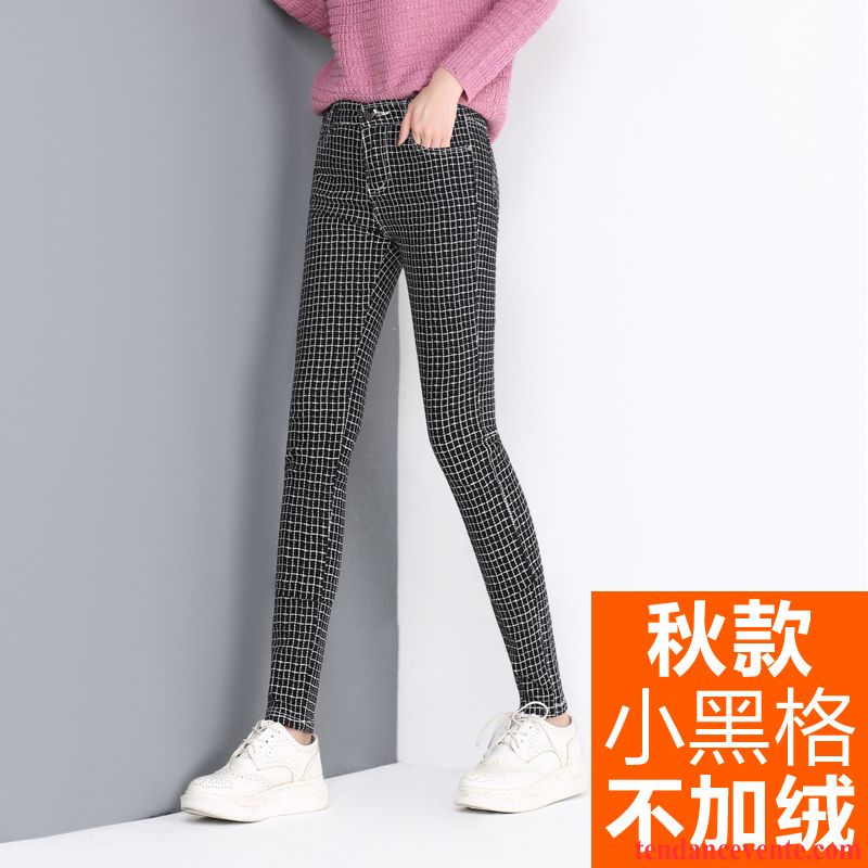 Pantalon Femme Simili Cuir Noir Renforcé Carreaux Hiver L'automne Outwear Plus De Velours Femme Tendance Blé Pas Cher