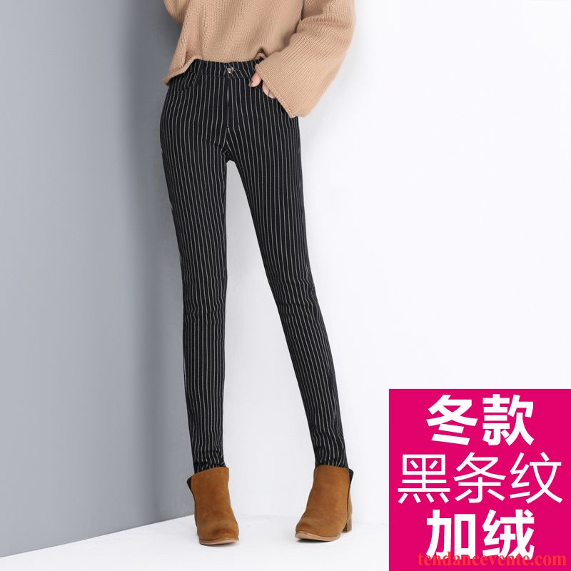 Pantalon Femme Simili Cuir Noir Renforcé Carreaux Hiver L'automne Outwear Plus De Velours Femme Tendance Blé Pas Cher