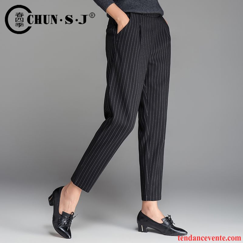 Pantalon Femme Taille Basse Neuvième Pantalon Baggy Hiver Costume Rayé Femme Harlan Décontractée L'automne Taillissime Noir