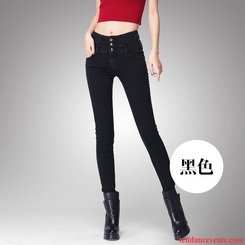 Pantalon Femme Taille Haute Coupe Droite Mince Moulant Femme Serrer Pantalon Pantalons Crayon Étudiant Dame Noir Forme Haute Cintrée