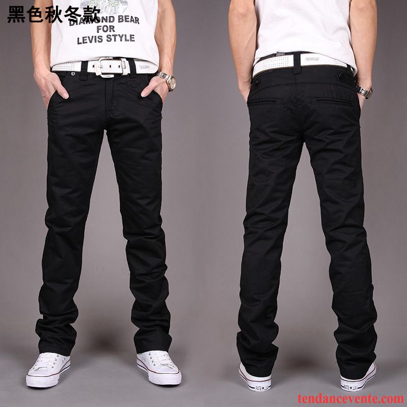 Pantalon Habillé Homme Jeunesse Jambe Droite L'automne Slim Pantalon Homme Tendance Hiver Noir Or