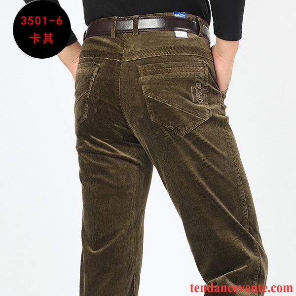 Pantalon Homme Coupe Droite Pantalon Homme Épais Hiver Jambe Droite Velours Côtelé Plus De Velours Rose