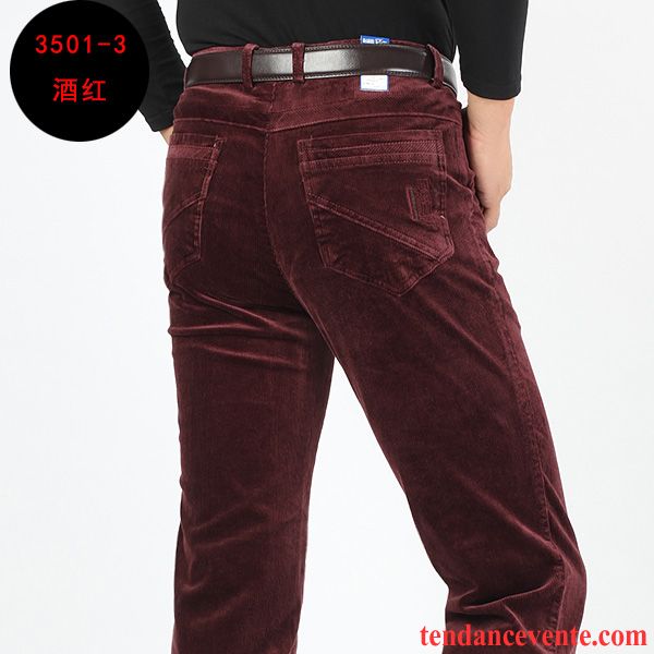 Pantalon Homme Coupe Droite Pantalon Homme Épais Hiver Jambe Droite Velours Côtelé Plus De Velours Rose