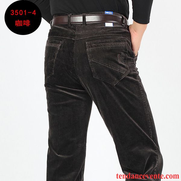 Pantalon Homme Coupe Droite Pantalon Homme Épais Hiver Jambe Droite Velours Côtelé Plus De Velours Rose