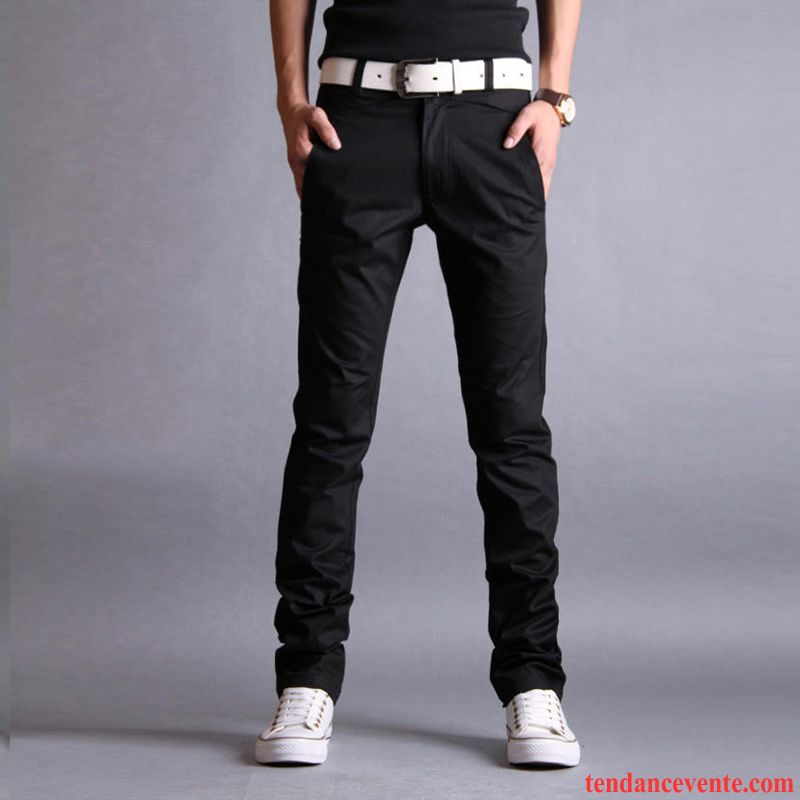 Pantalon Homme Noir Pantalon Jambe Droite Slim Jeunesse Homme Renforcé Maigre Plus De Velours L'automne Hiver Argent