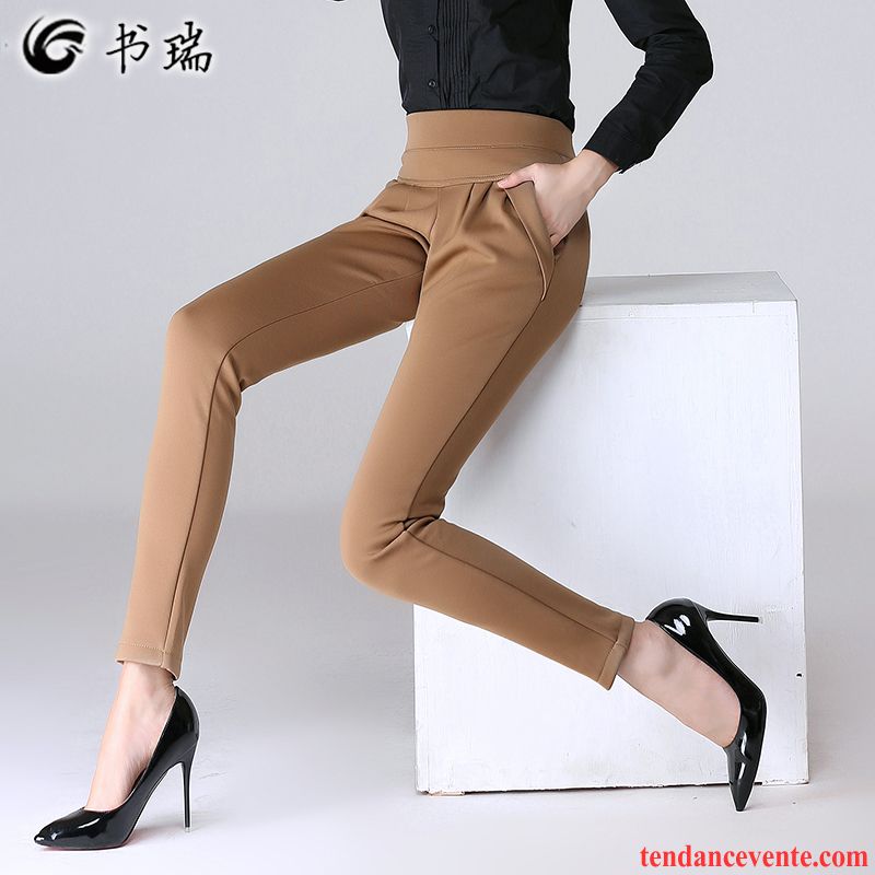 Pantalon Lin Blanc Femme Femme L'automne Tous Les Assortis Mince Décontractée Plus De Velours Chauds Professionnel Pantalon Taillissime Forme Haute Cintrée Harlan Hiver Pas Cher