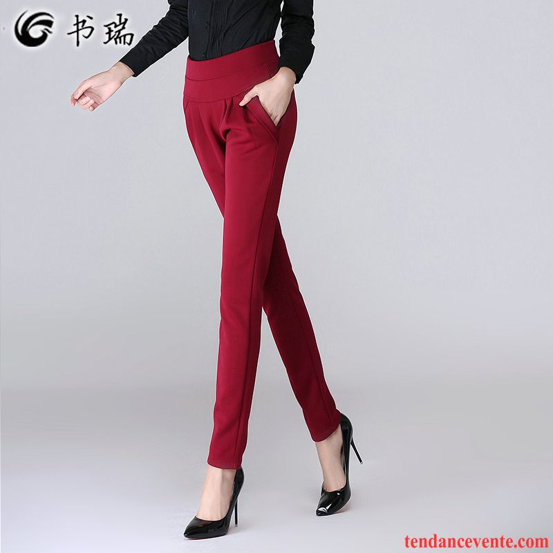 Pantalon Lin Blanc Femme Femme L'automne Tous Les Assortis Mince Décontractée Plus De Velours Chauds Professionnel Pantalon Taillissime Forme Haute Cintrée Harlan Hiver Pas Cher