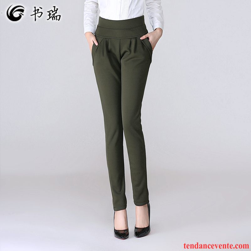 Pantalon Lin Blanc Femme Femme L'automne Tous Les Assortis Mince Décontractée Plus De Velours Chauds Professionnel Pantalon Taillissime Forme Haute Cintrée Harlan Hiver Pas Cher