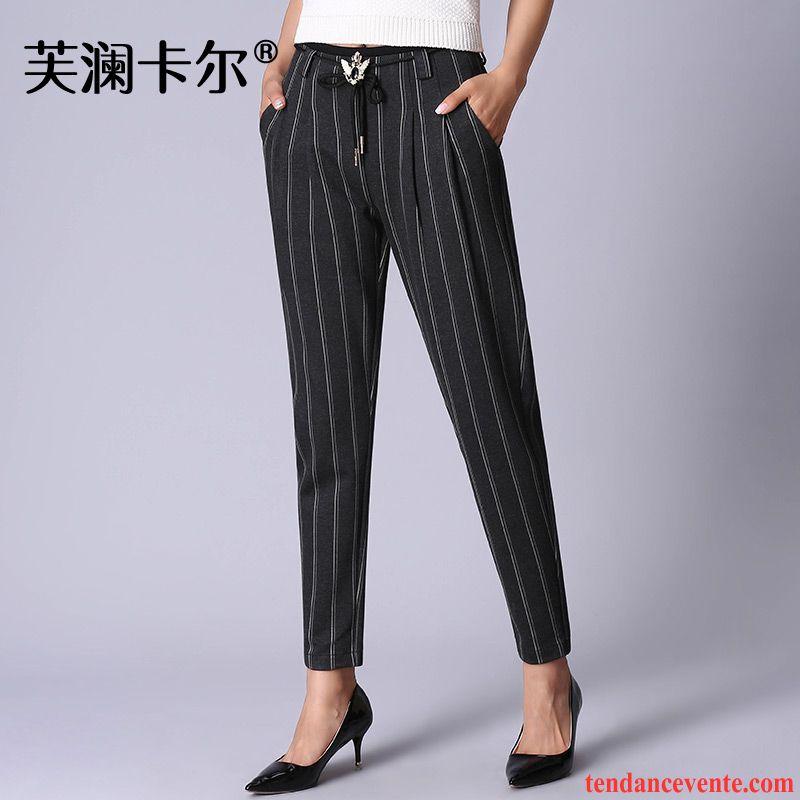 Pantalon Lin Blanc Neuvième Pantalon Décontractée Hiver Harlan Costume Professionnel Femme L'automne Baggy Rayé Printemps