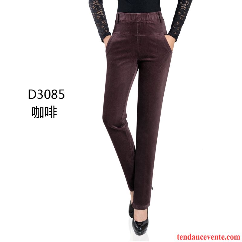 Pantalon Noir Femme Pas Cher Élastique Pantalon Hiver Jambe Droite Plus De Velours Taillissime L'automne Velours Côtelé Femme Extensible Pas Cher