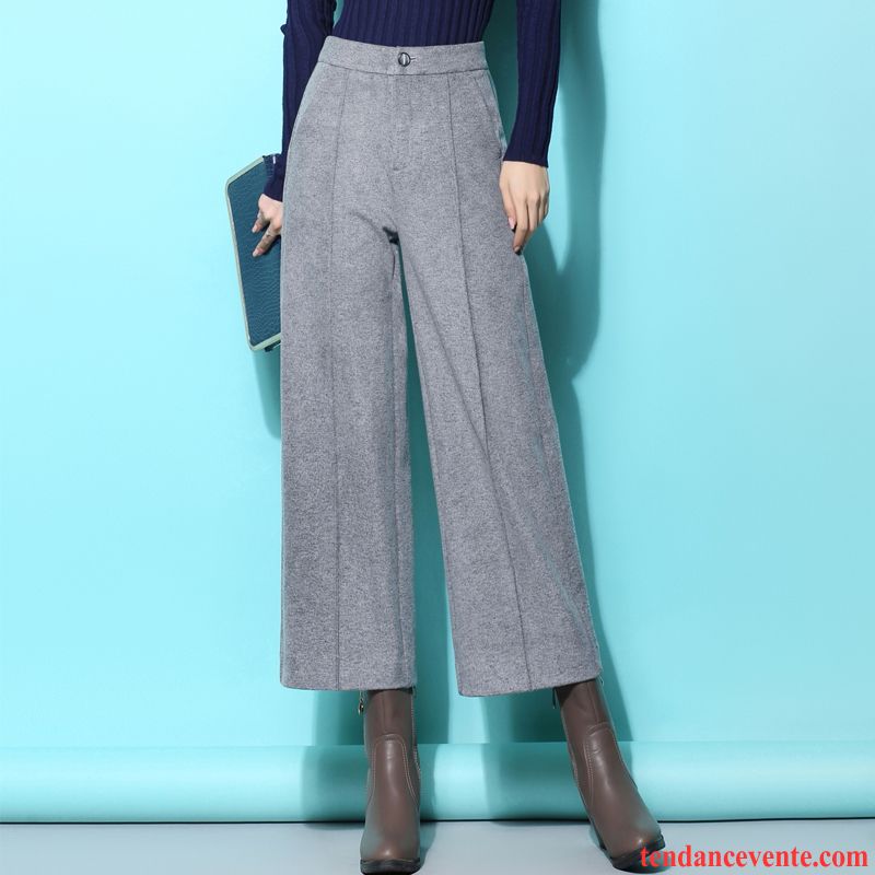 Pantalon Pas Cher Pour Femme De Laine Hiver Noir Décontractée Femme Pantalon Baggy L'automne Neuvième Pantalon Forme Haute Cintrée