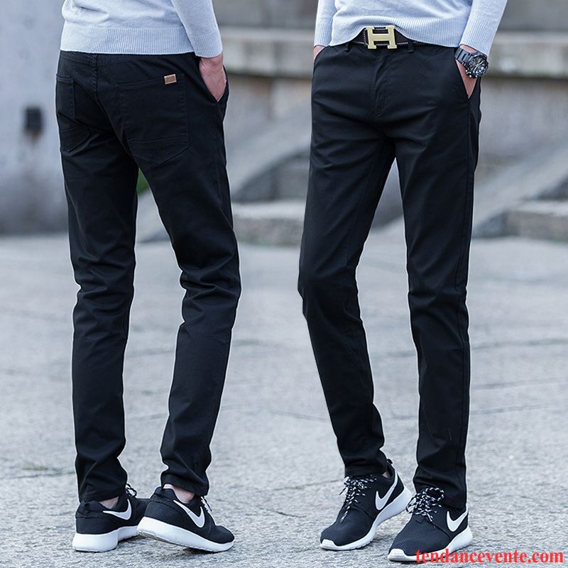 Pantalon Skai Homme Pantalon Taillissime Graisse Homme Baggy Plus De Velours Hiver Noir Jambe Droite L'automne