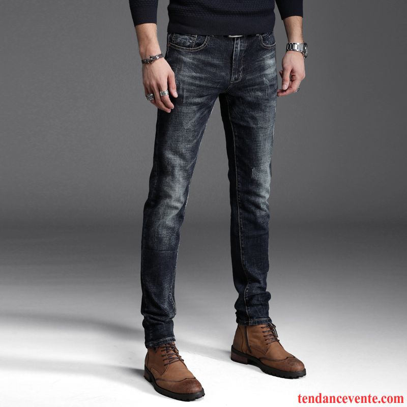 Pantalon Slim Rouge Homme Maigre Pantalon Hiver L'automne Homme Renforcé Pur Plus De Velours Noir Tendance Slim Ambre