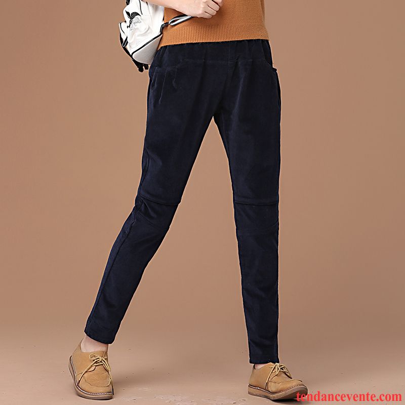 Pantalon Velours Noir Tendance Femme Pantalon Renforcé Décontractée L'automne Baggy Hiver Élastique Harlan Pas Cher