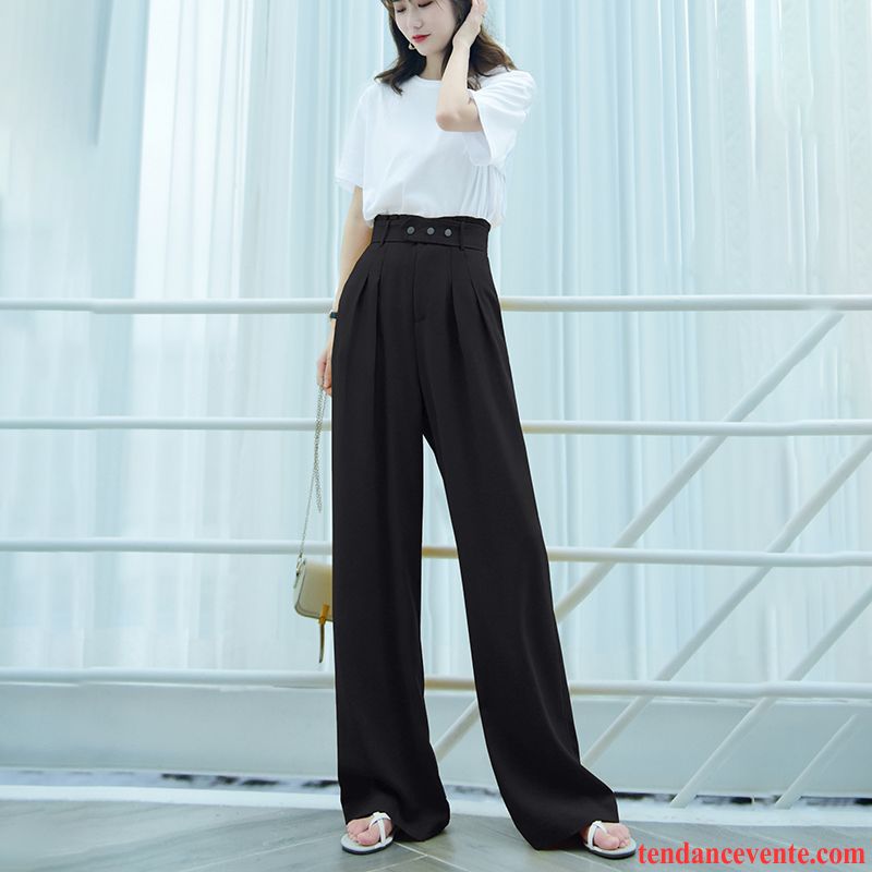 Pantalons Femme Costume Forme Haute Cintrée Printemps Décontractée Été Baggy Blanc Noir