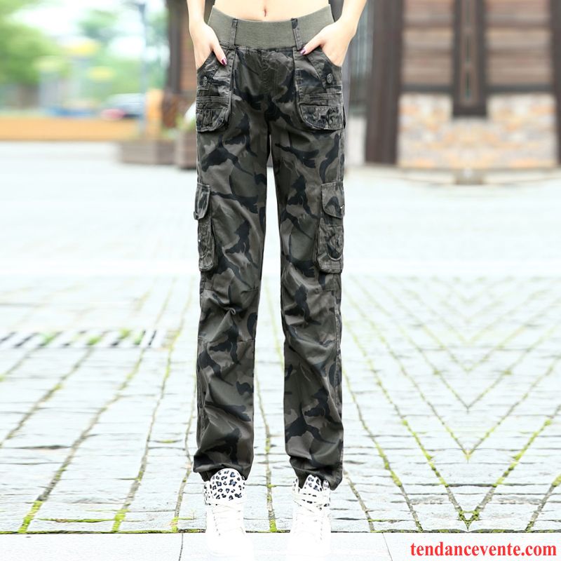 Pantalons Femme De Plein Air Bureau Multi-poche Maigre Baggy Printemps Vert