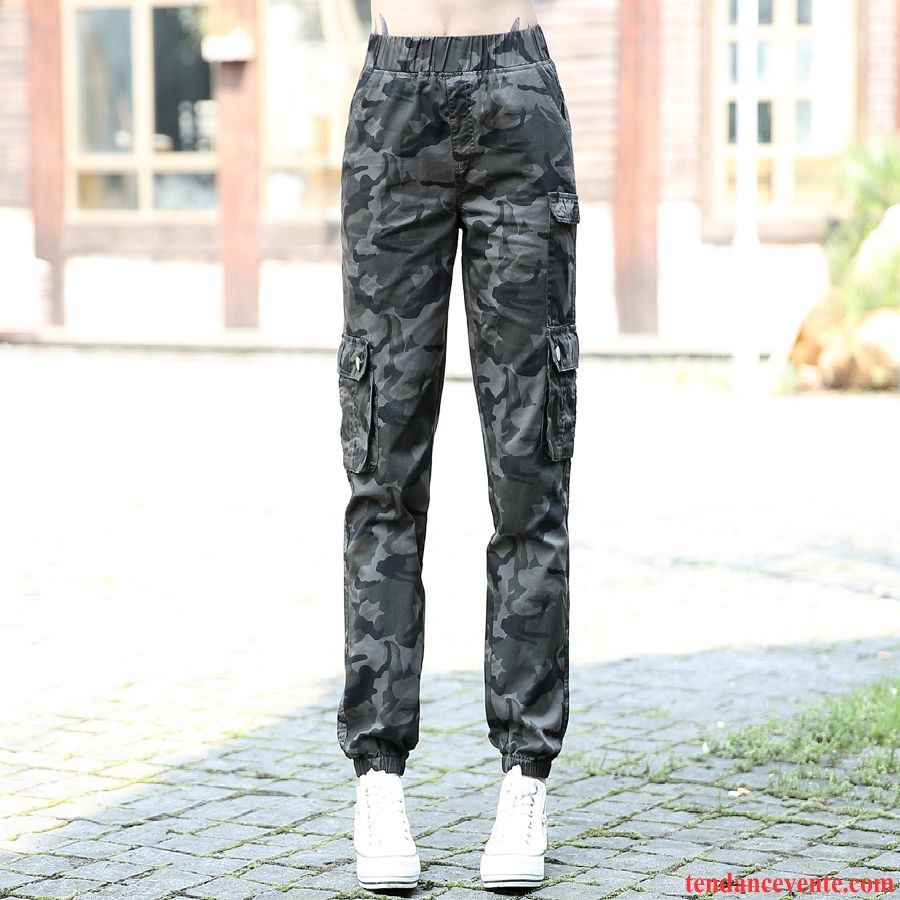 Pantalons Femme De Plein Air Bureau Multi-poche Maigre Baggy Printemps Vert