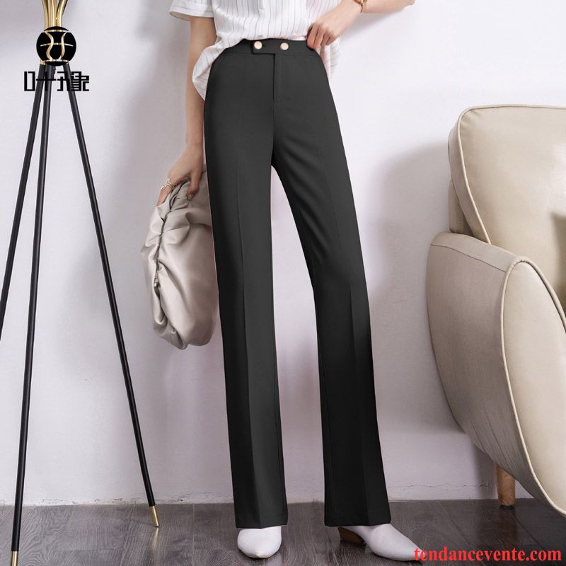 Pantalons Femme Forme Haute Cintrée Décontractée Été Mince Jambe Droite Blanc