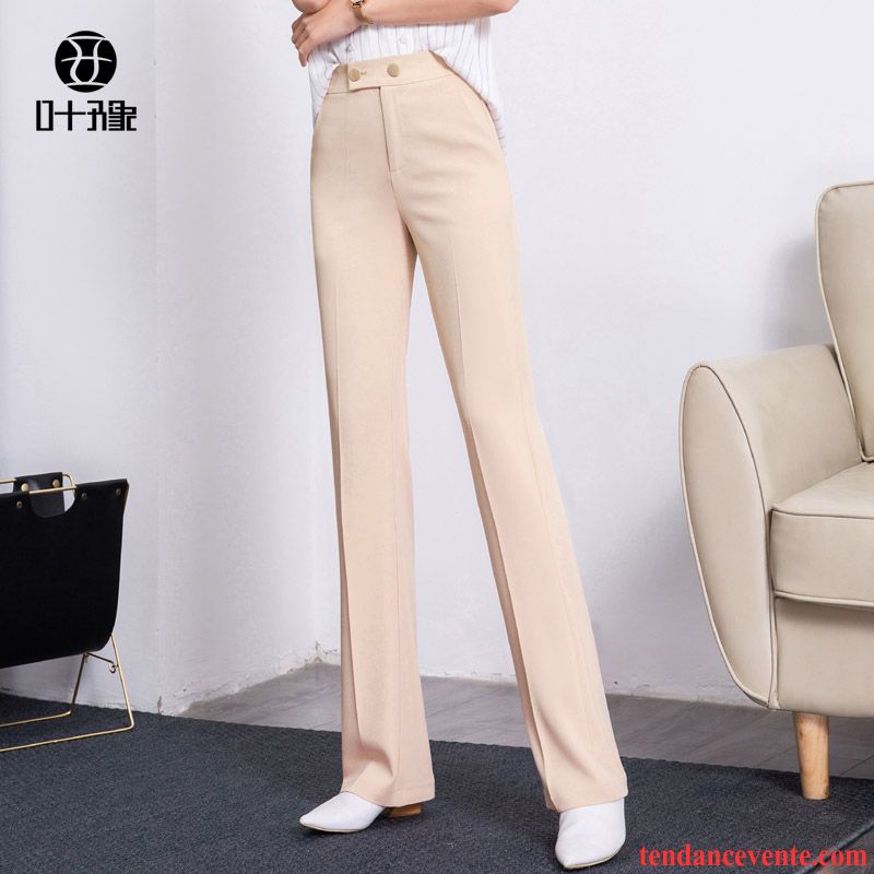 Pantalons Femme Forme Haute Cintrée Décontractée Été Mince Jambe Droite Blanc