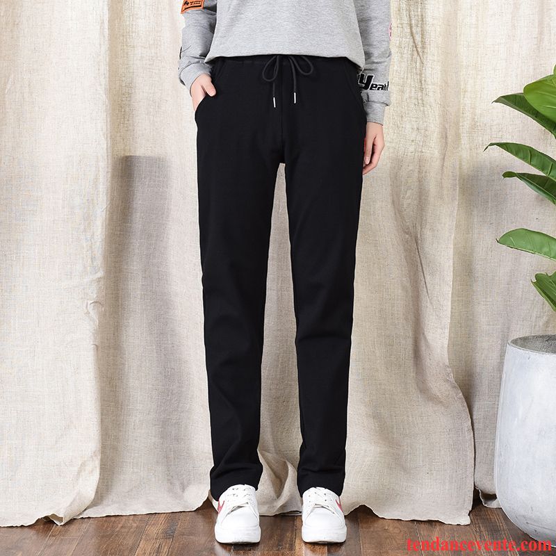 Pantalons Femme Légère L'automne Sport Baggy Coton Bio Printemps Noir