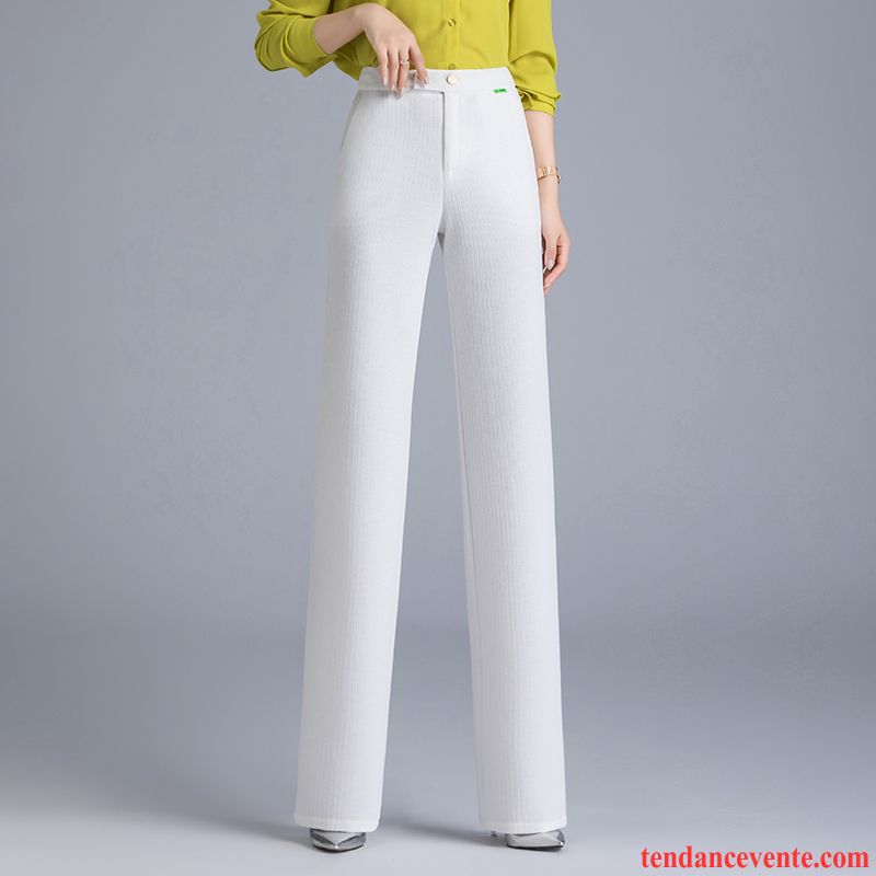 Pantalons Femme Mince Forme Haute Cintrée Décontractée Baggy Jambe Droite Légère Blanc