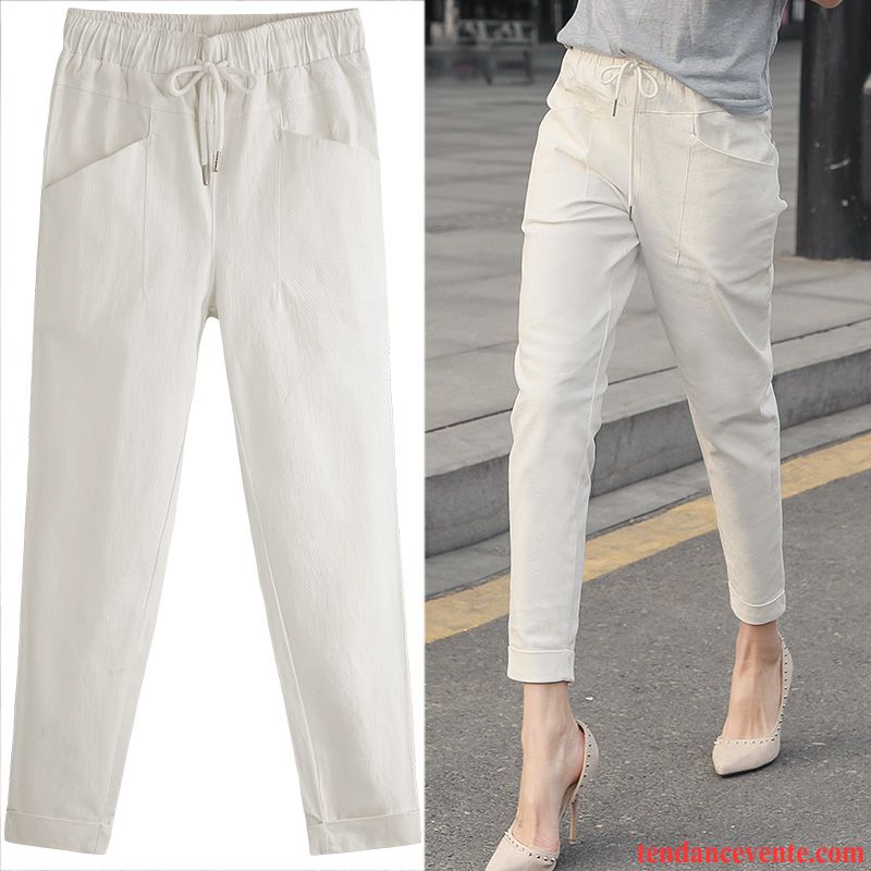 Pantalons Femme Neuvième Pantalon Été Baggy Maigre Harlan Décontractée Blanc