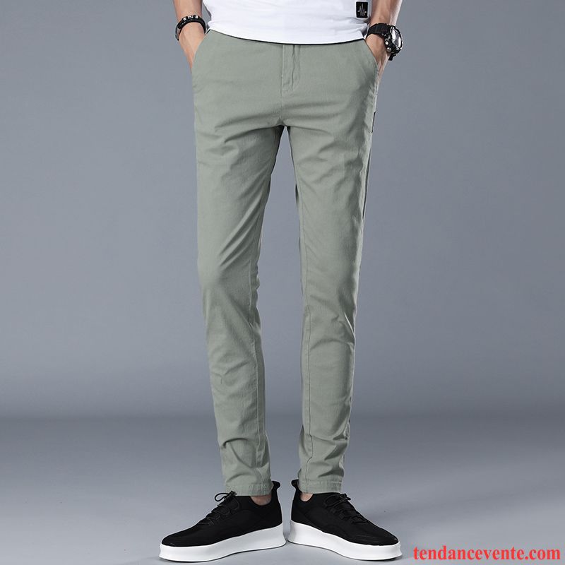 Pantalons Homme Baggy Slim Tendance Tous Les Assortis Jambe Droite Légère Vert