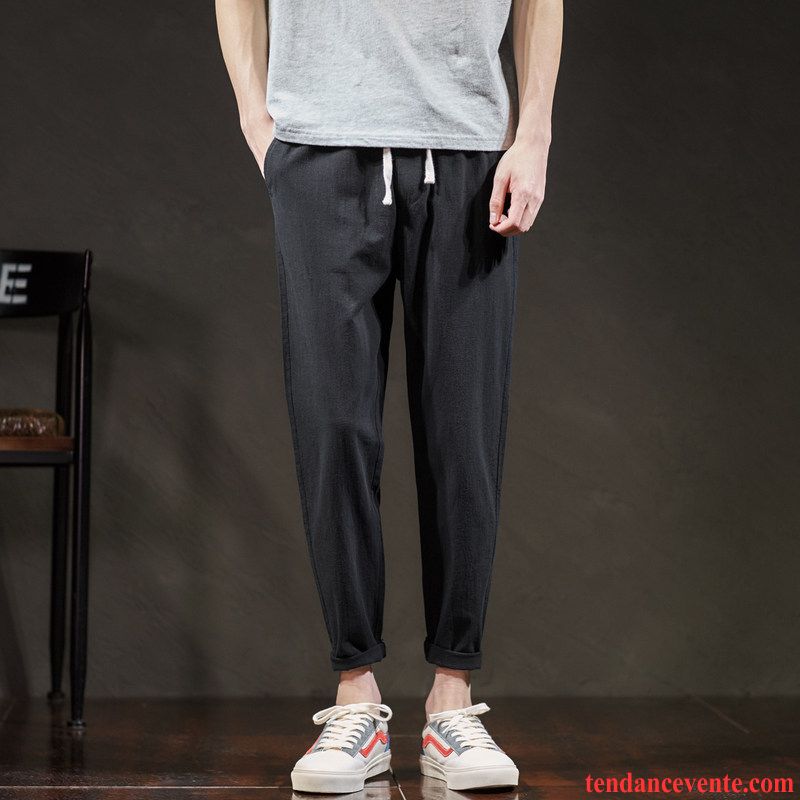 Pantalons Homme Décontractée Baggy Été Neuvième Pantalon Tendance Mince Vert