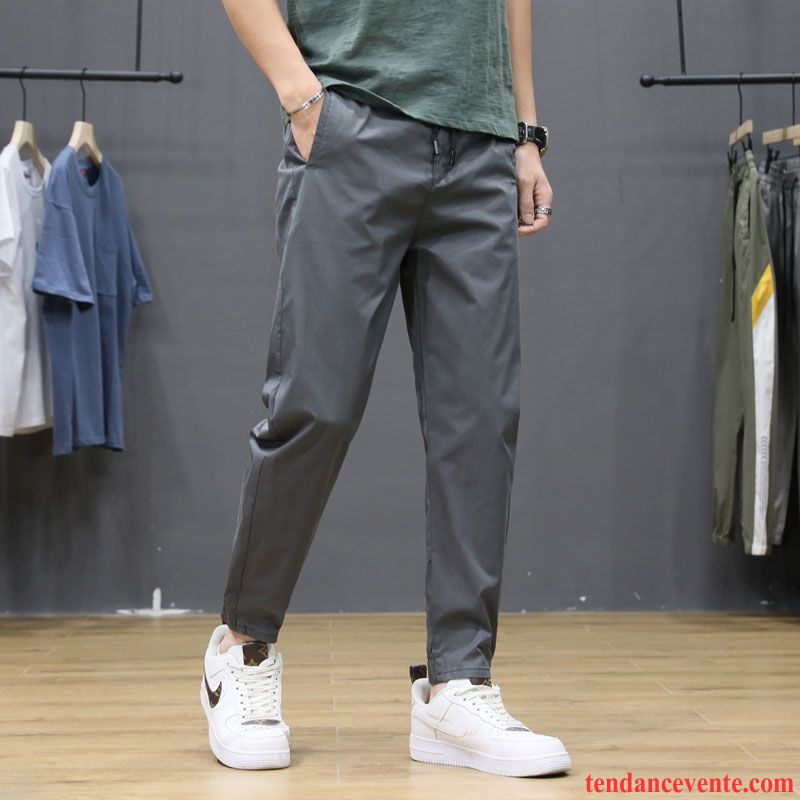 Pantalons Homme Décontractée Jambe Droite Tendance Légère Bureau Baggy Gris