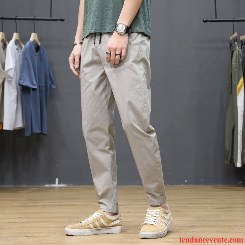 Pantalons Homme Décontractée Jambe Droite Tendance Légère Bureau Baggy Gris